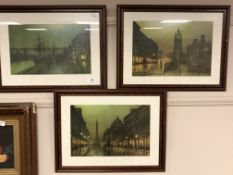 Three prints after Louis and Arthur Grimshaw, scenes of Newcastle,