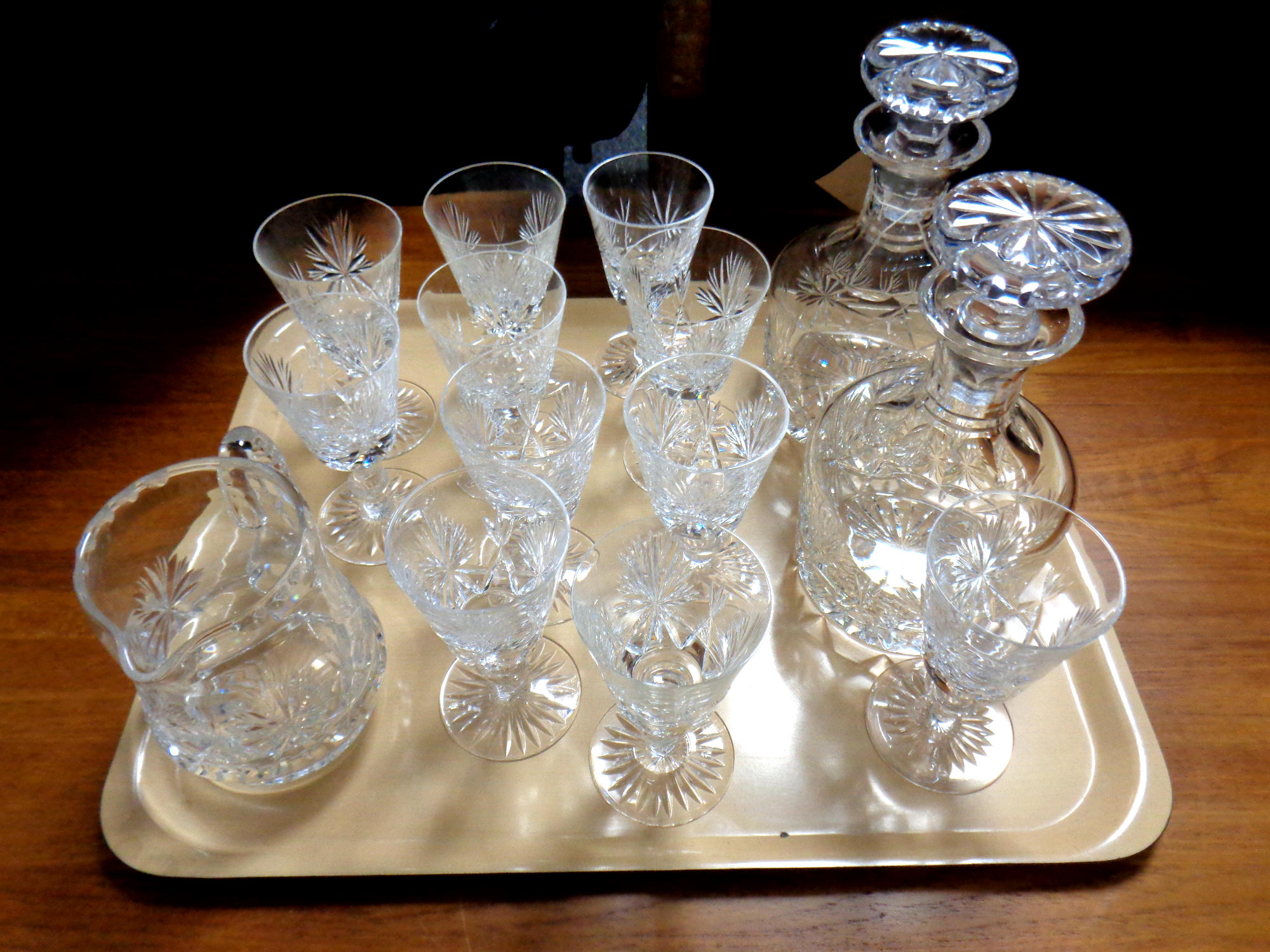 A suite of Edinburgh Crystal comprising a pair of decanters (with stoppers), a water jug,