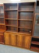 A mid 20th century Danish rosewood bookcase