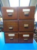 Three mid 20th century two drawer stacking index chests