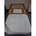 A Times Beds 3' divan with Acacia mattress and a contemporary oak rail headboard