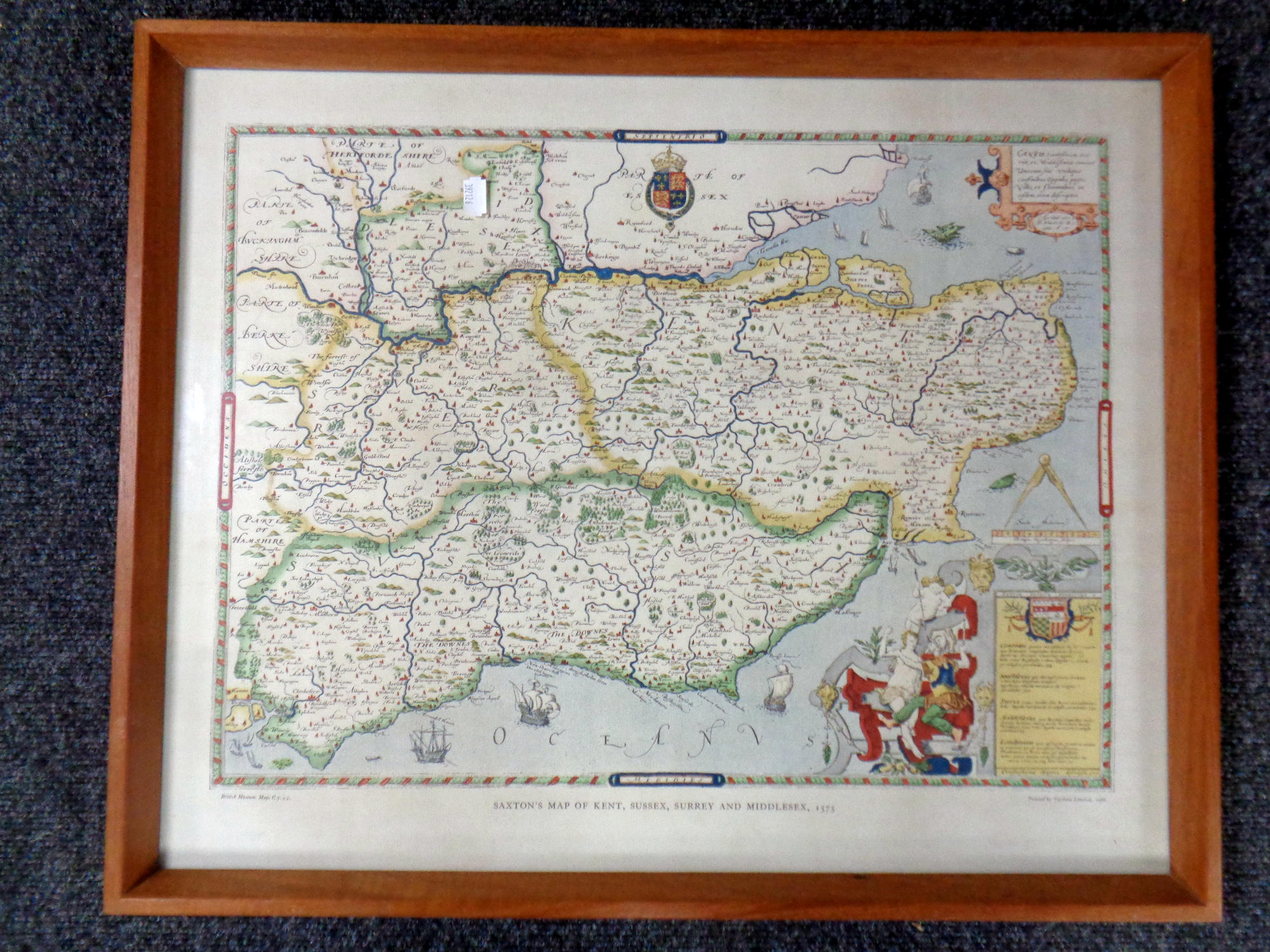 Robert Morden : A Map of Northumberland, steel engraving, with hand colouring, 43 cm x 36 cm,