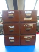 Three mid 20th century two drawer stacking index chests