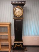 A 19th century painted longcase clock with circular dial,