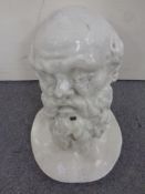 A painted plaster bust of Socrates