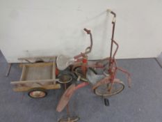 Two mid 20th century child's tricycles,