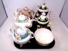 A tray of 19th century Art Deco Chinoisierie ware teapot together with a further 19th century