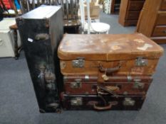 Four 20th century vintage luggage cases