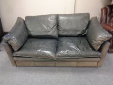A 20th century Scandinavian black leather two seater settee