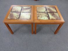 A pair of 20th century Danish teak tiled topped occasional tables
