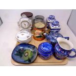 A tray of assorted ceramics - Ringtons teapot and water jug, Ringtons caddies,