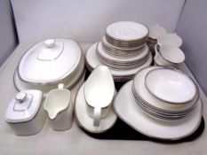 Forty-four pieces of Royal Doulton Platinum Concord tea and dinner china