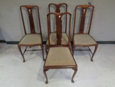 Two pairs of Edwardian inlaid mahogany chairs