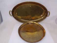 An Eastern brass serving tray, diameter 28.
