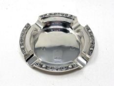 A Lindisfarne silver ashtray, Reid & Sons, Birmingham marks, diameter 8.