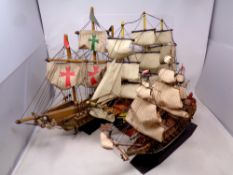 Three model ships to include HMS Victory.