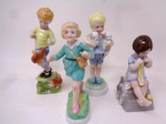 Three Royal Worcester Days of the Week figures - Monday Boy, Thursday Girl and Saturday girl,