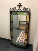 A metal framed mirror, 50 cm x 124 cm.