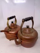 Two vintage copper kettles