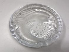 A Lalique clear and frosted glass 'Concarneau' bowl impressed with a koi fish,