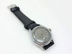 A gent's vintage stainless steel Oris manual wind calendar wristwatch