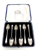 A set of six silver teaspoons, London marks, in Reids box.