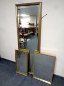 A gilt framed bevel edged hall mirror,