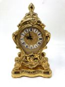A Louis XV style miniature gilt brass bracket clock, height 18.5cm.