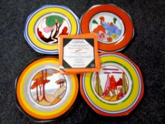 A set of four Bradex Clarice Cliff Mystique plates with certificates