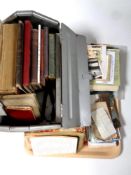 A metal concertina tool box containing assorted books together with a quantity of paper ephemera to