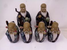 Six Chinese pottery figures