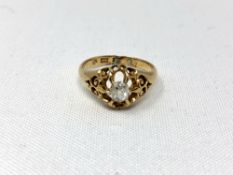 A late Victorian old-cut diamond solitaire ring, the stone measuring 4.6mm x 4.16mm x 3mm, size L.