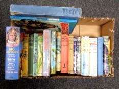 A box containing nineteen assorted W E Johns books to include Biggles, Junior detection club,