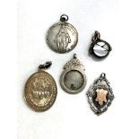 Three antique silver fobs,
