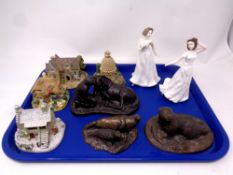 A tray containing Royal Doulton international collectors club figures, sentiments,