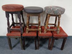 Seven assorted bar stools