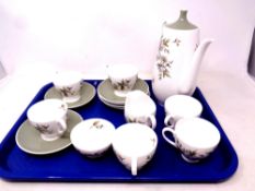 A tray containing a fifteen piece Royal Adderley Arcadia china tea service