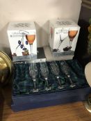 Several boxes containing assorted drinking glasses to include Bohemia crystal, Gleneagles crystal,