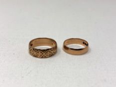 Two 9ct rose gold rings. CONDITION REPORT: 5.