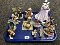 A tray containing assorted ceramic ornaments to include Francesca art,