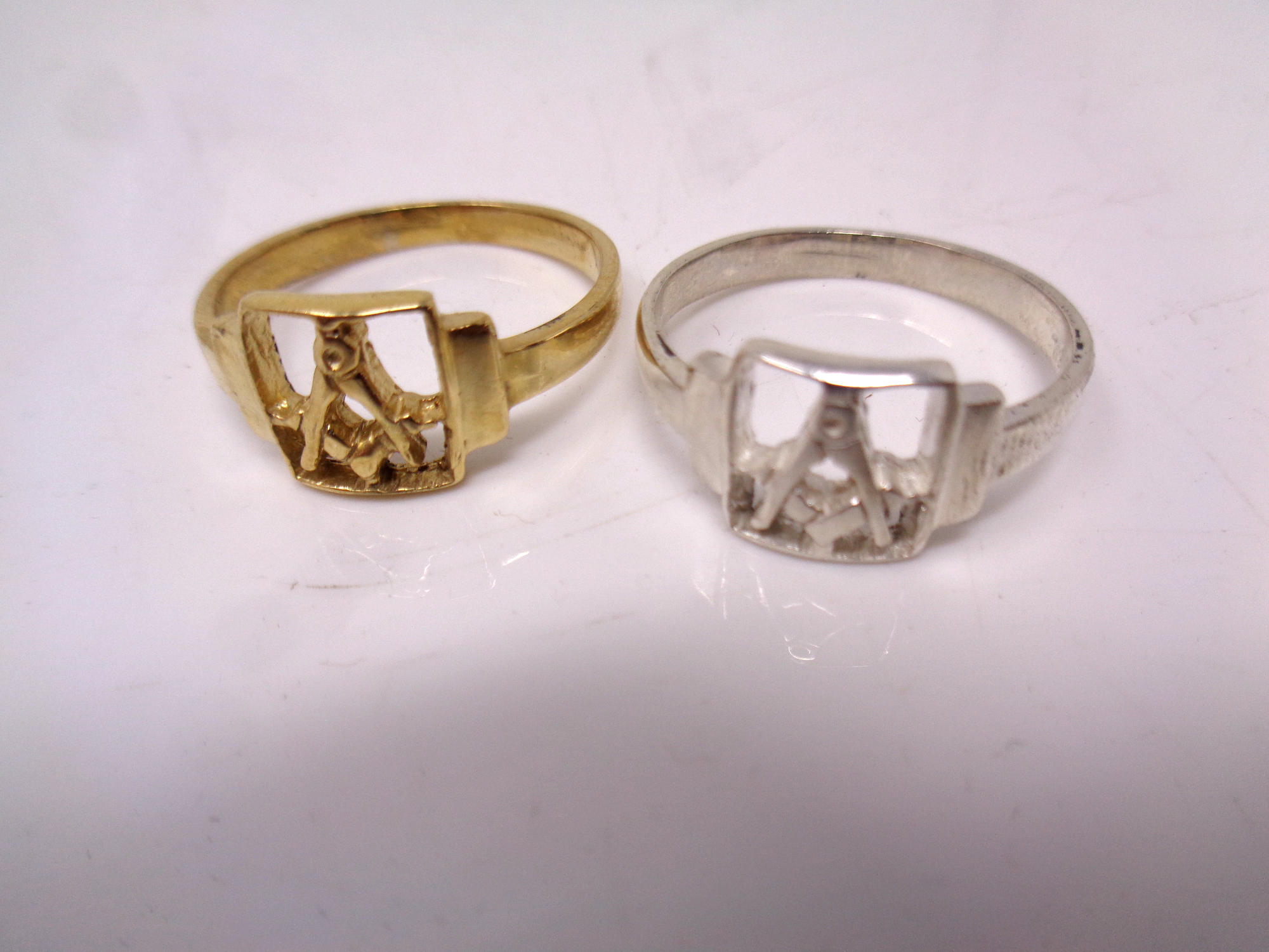 Two silver Masonic rings