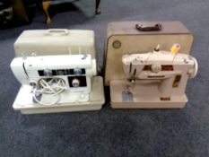 Two cased 20th century electric sewing machines by Singer and Newhome