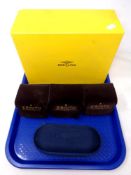 A Breitling shop display box together with a further Longines case and three cloth Zenith watch