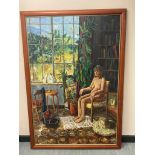 David Belilios : Nude by window, oil on canvas, 151 cm x 100 cm.