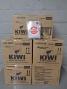 Five boxes containing Kiwi instant cleaning wipes