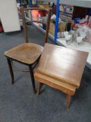 A 20th century bentwood chair together with a pine cracket and a table top lectern