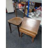 A 20th century bentwood chair together with a pine cracket and a table top lectern