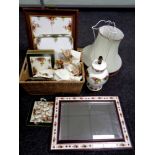 A quantity of Royal Albert Old Country Roses wares including table lamp, twin handled serving tray,