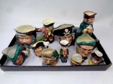 A collection of eleven character jugs to include Royal Doulton Auld Mac, Long John Silver,