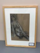 David Belilios : Reclining nude, Charcoal, signed, 39 cm x 26 cm.